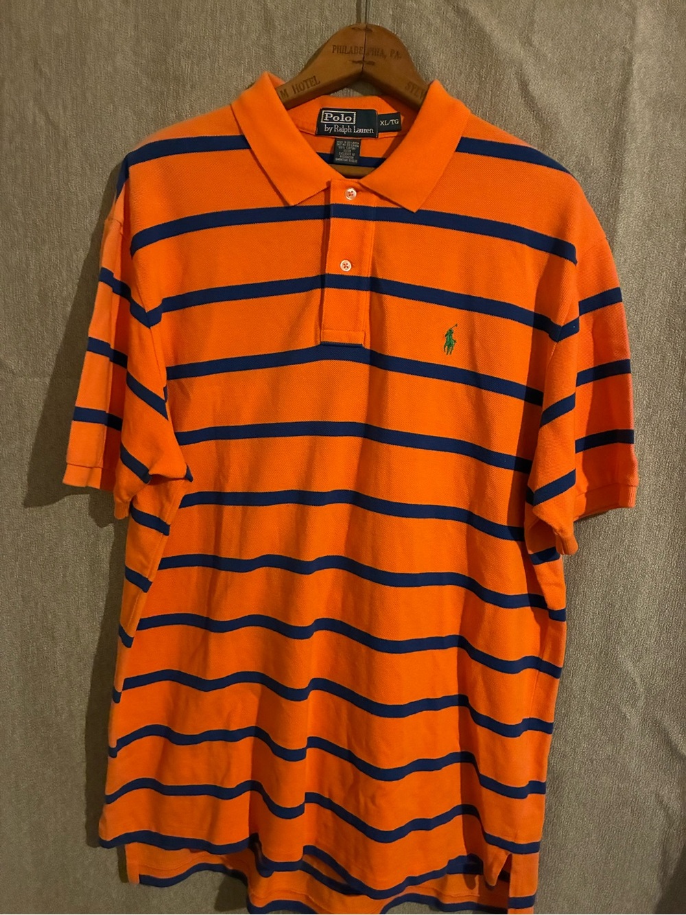 NEW YORK KINCKS orange and blue Polo by Ralph Lauren Striped button up SIZE XL